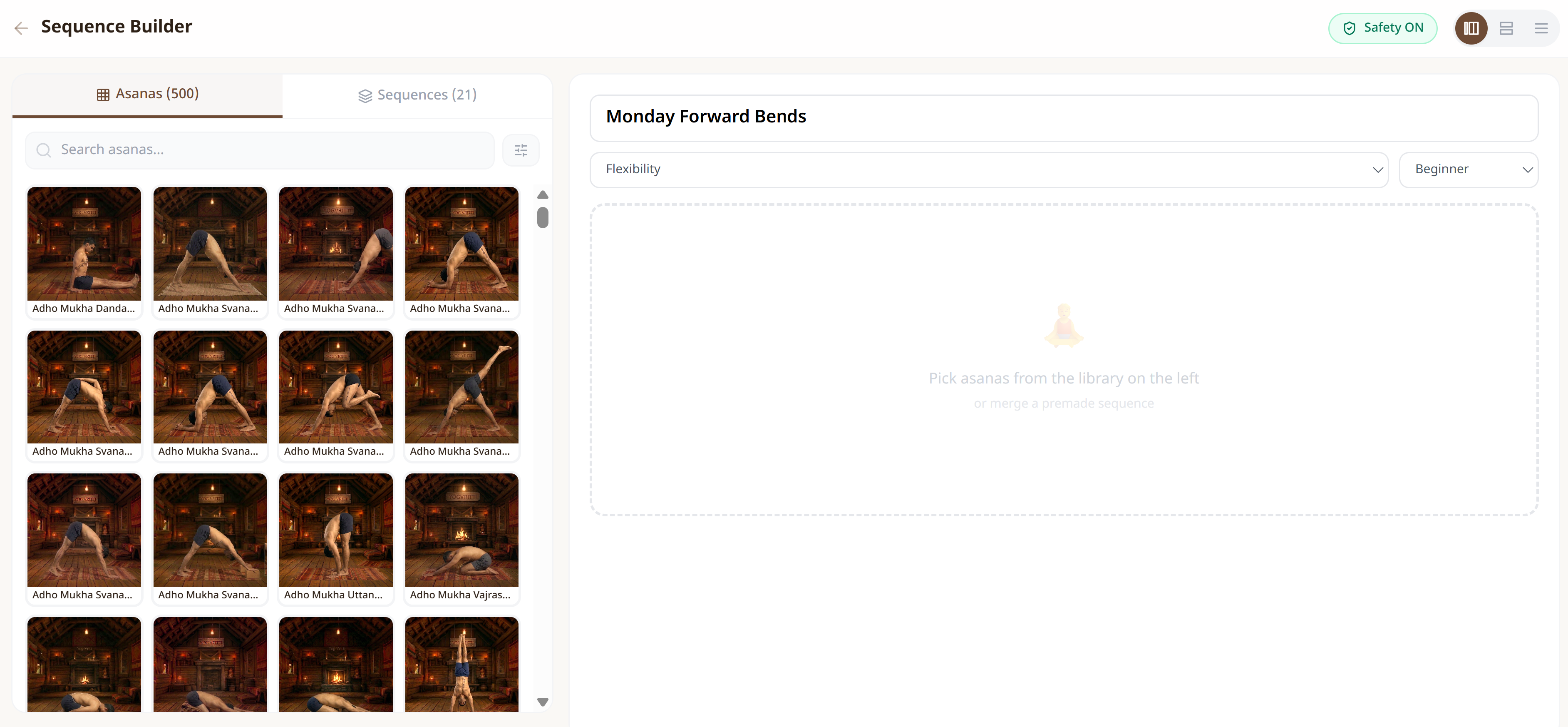 Choose your asanas from 500+ poses